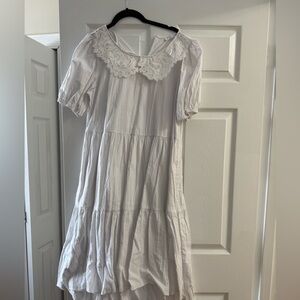 Chic White Lace Collar Women's High Low Dress